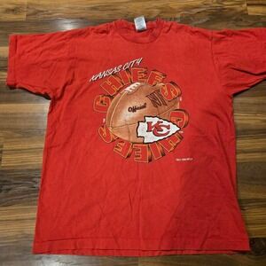 Vintage 90s Kansas City Chiefs NFL Graphic Tee Red‎ Y2K Streetwear